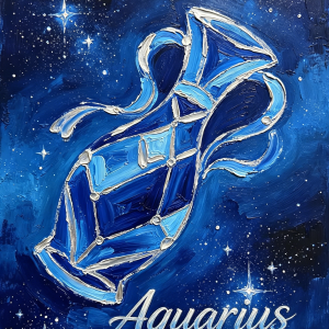Aquarius Constellation Oil Painting Print